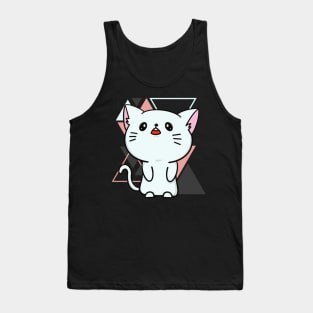 Cute little cat in triangles background adorable kitty Kittenlove Tank Top